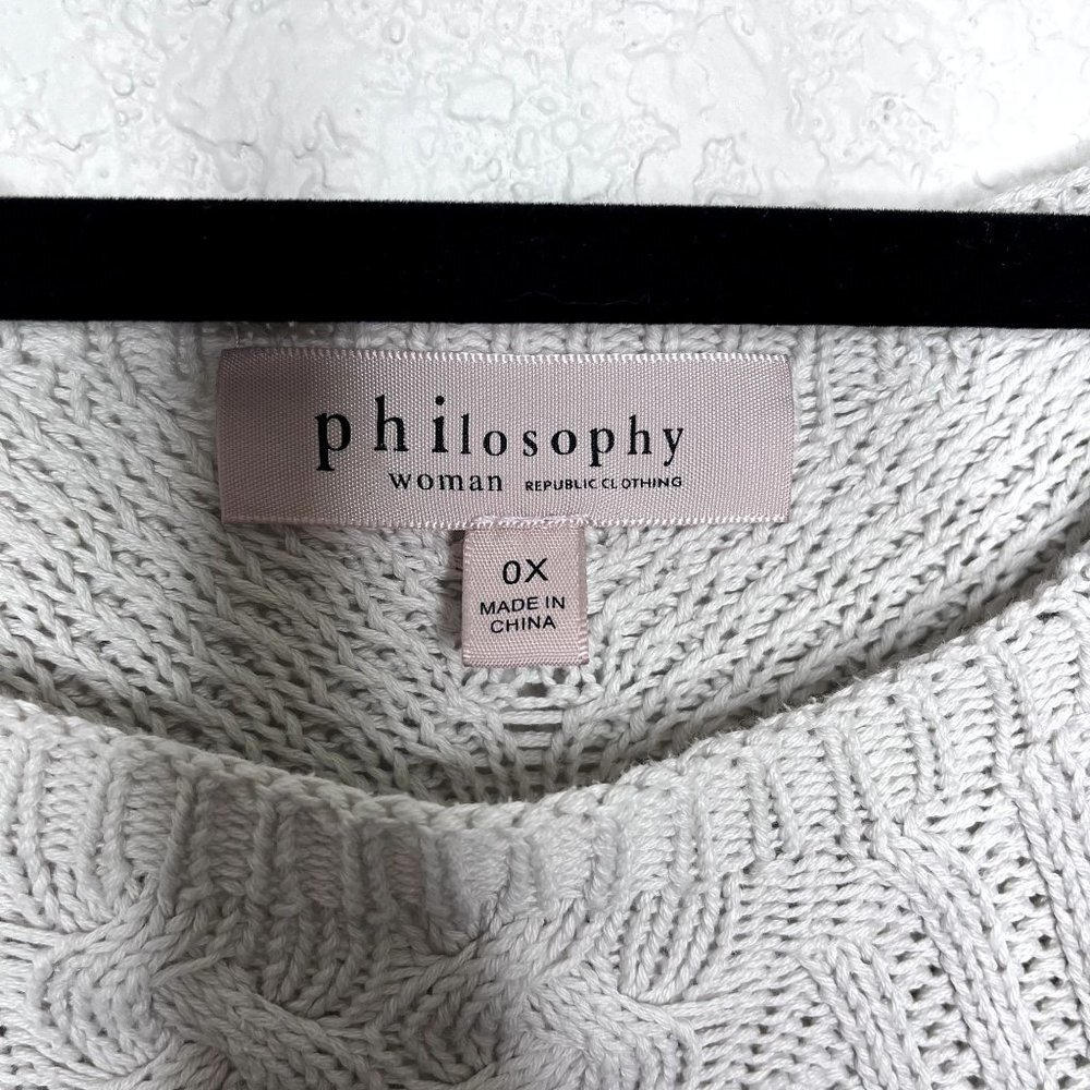 PHILOSOPHY Womens Gray Studded Cable Knit Sweater Size 0X - Picture 9 of 13